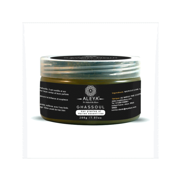Rhassoul en poudre aux plantes et huiles essentielles